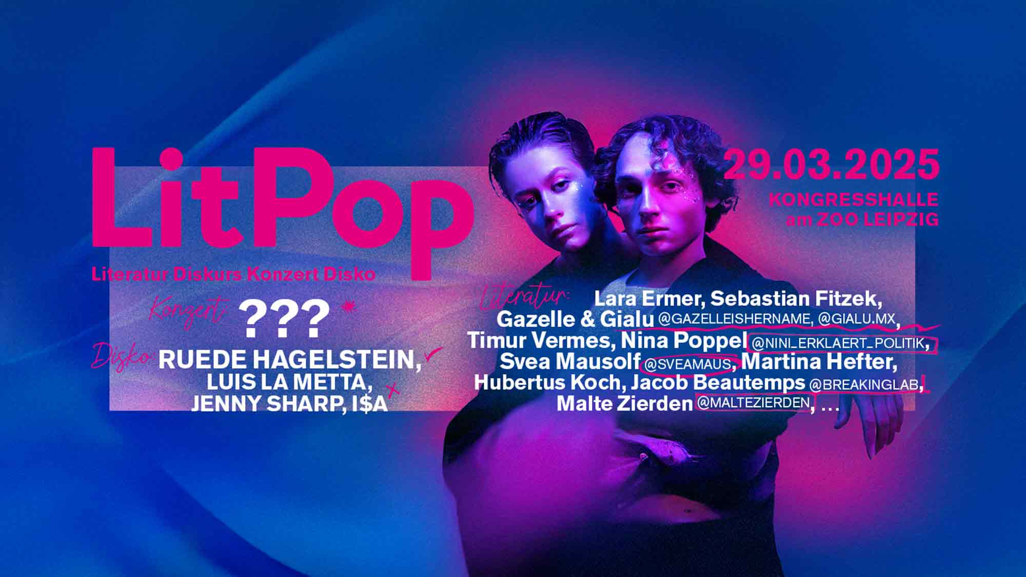 Die &raquo;LitPop 2025&laquo; von MDR und Arte zur Leipziger Buchmesse: Literatur und Musik bis in die Morgenstunden, 29. März 2025