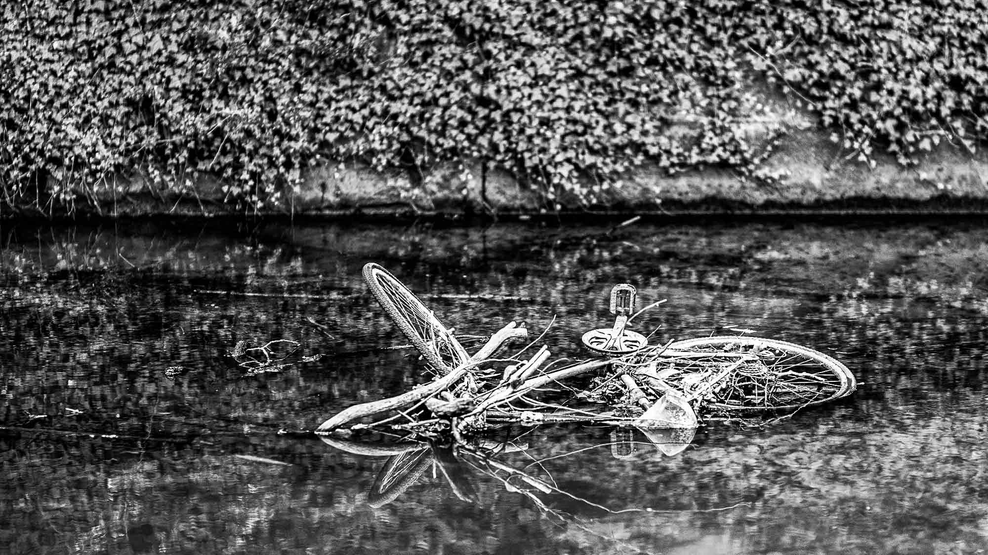 NOW Commons: »Radrennen (nicht) über Wasser«, Fahrrad in der Dalke, Gütersloh NOW Commons: »Radrennen (nicht) über Wasser«, Fahrrad in der Dalke, Gütersloh