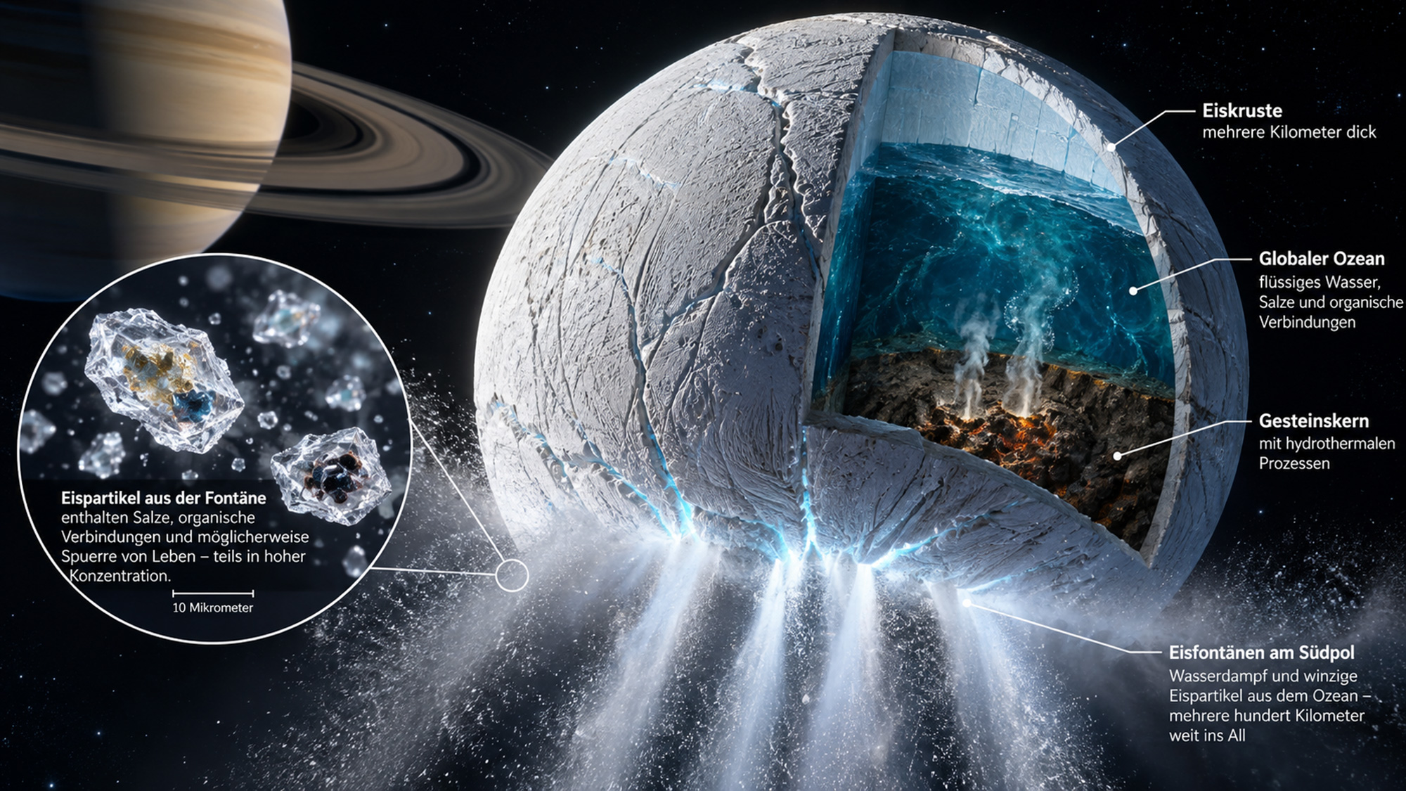 Saturnmond Enceladus: Gute Nachrichten für die Suche nach Leben im All