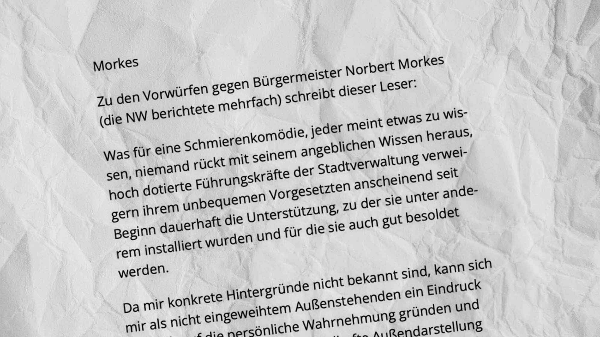 Leserbrief in der »NW« am 19. Dezember 2023: Da hat er Recht und spricht wahr – solche nebulösen, abstrakten Vorwürfe sind doppelt teuflisch Leserbrief in der »NW« am 19. Dezember 2023: Da hat er Recht und spricht wahr – solche nebulösen, abstrakten Vorwürfe sind doppelt teuflisch