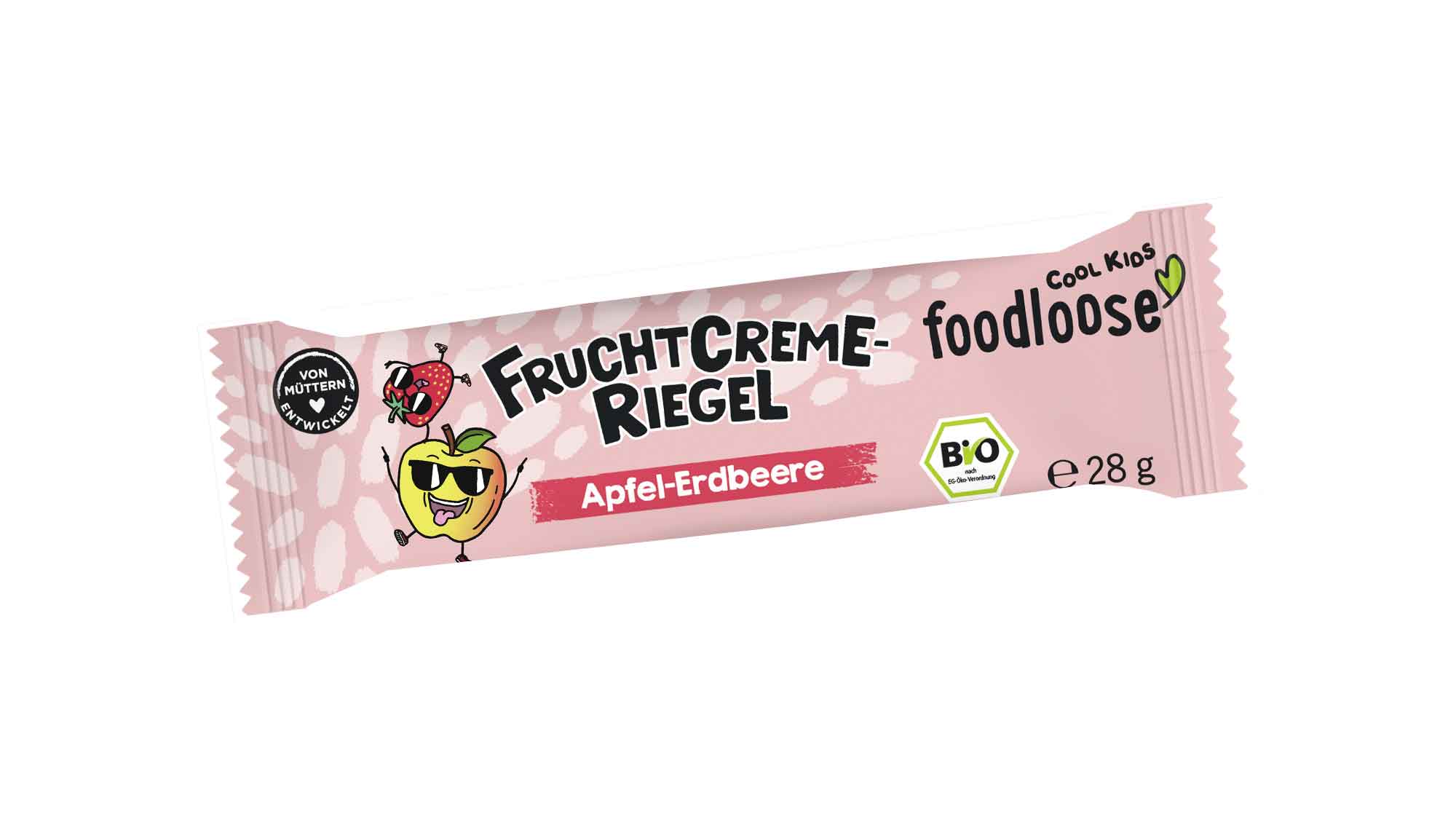Für noch mehr Pepp im Kindersnackregal: Fruchtcremerigel mit Apfel Erdbeer Füllung von »foodloose«, ab 1. Mai 2024 Für noch mehr Pepp im Kindersnackregal: Fruchtcremerigel mit Apfel Erdbeer Füllung von »foodloose«, ab 1. Mai 2024