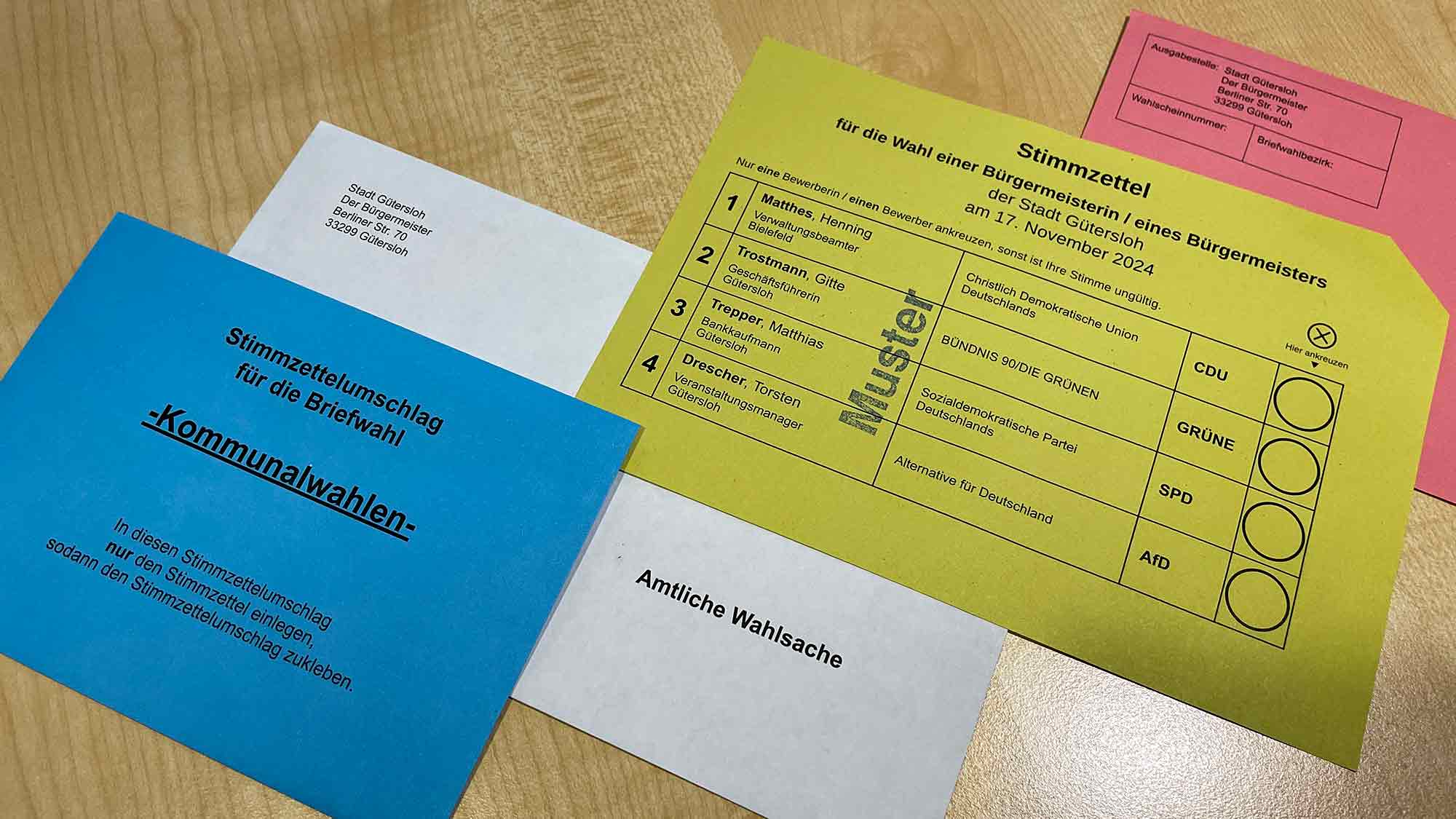 Gütersloh: Briefwahl beginnt, Wahlbenachrichtigungen werden zeitnah versandt, Hauptwahl läuft am Sonntag, 17. November 2024